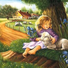 kislány báránnyal
