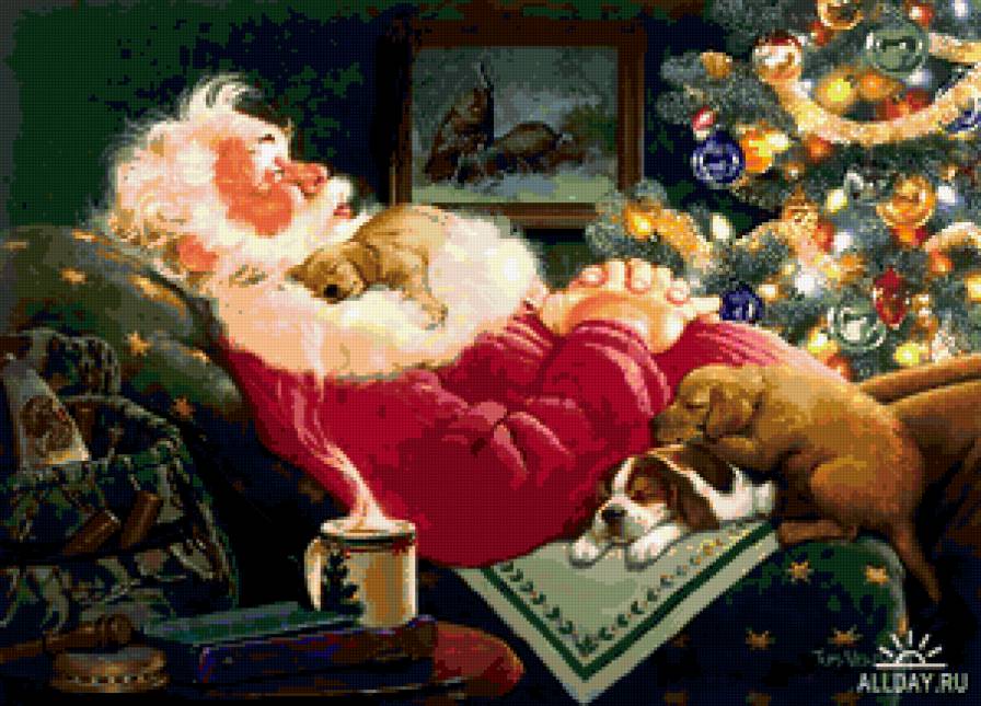 Сон - зима, дед мороз, подарки, санта, новый год - предпросмотр