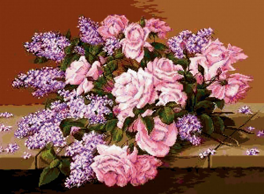 букет - сирень, букет, розы, цветы - предпросмотр