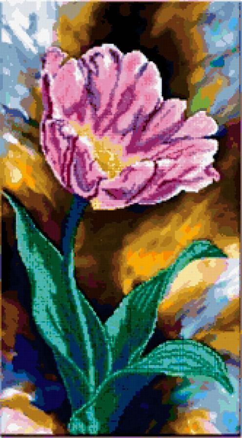 Нрисованный тюльпан - лиловые цветы, картина, цветы - предпросмотр