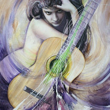 lány gitárral