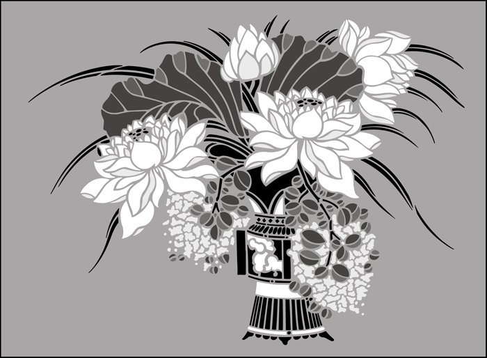 восточные мотивы 1 - цветы, монохром, восток - оригинал