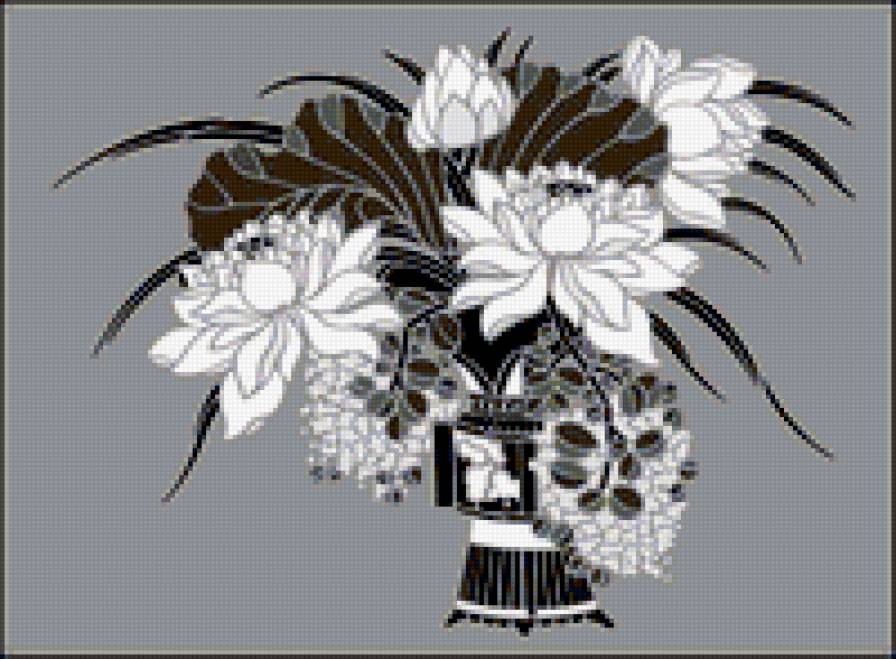 восточные мотивы 1 - монохром, цветы, восток - предпросмотр