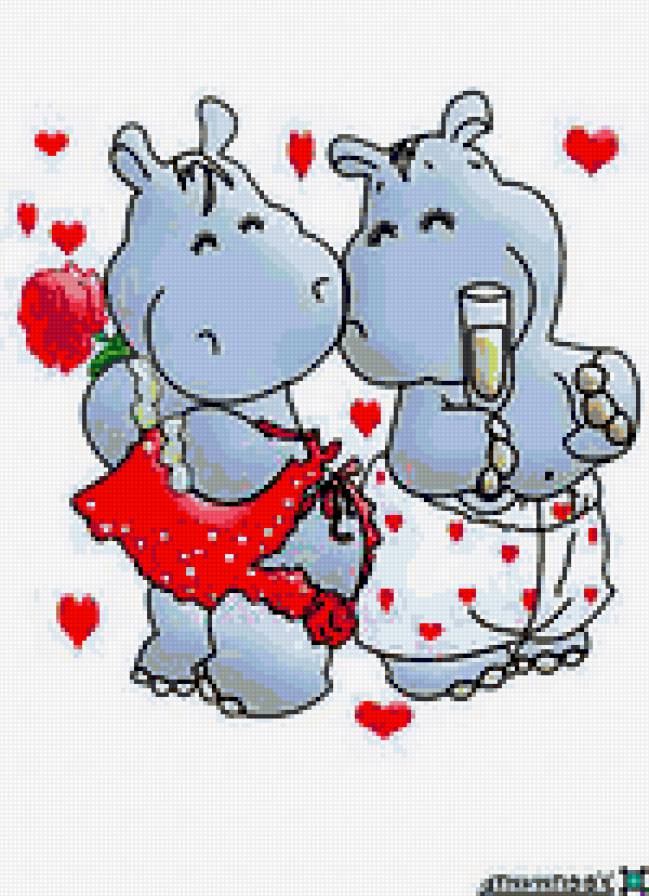 любовь - любовь, сердце, бегемотики - предпросмотр