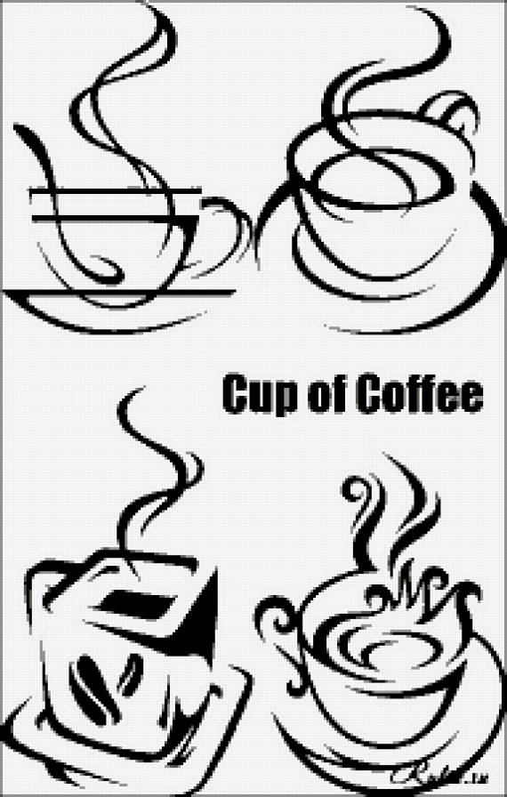 Чашка кофе - монохром, кухня, чашка, черно-белое, на кухню, для кухни, кофе, coffee - предпросмотр