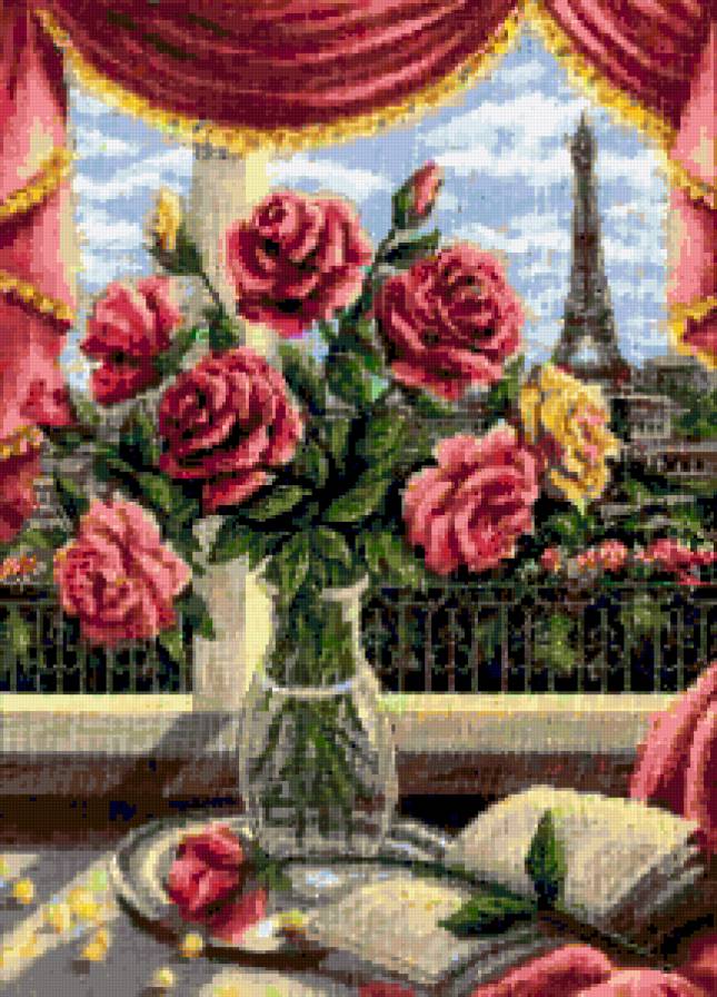 Окно в Париж - город, париж, франция, окно, пейзаж, эйфелева башня - предпросмотр