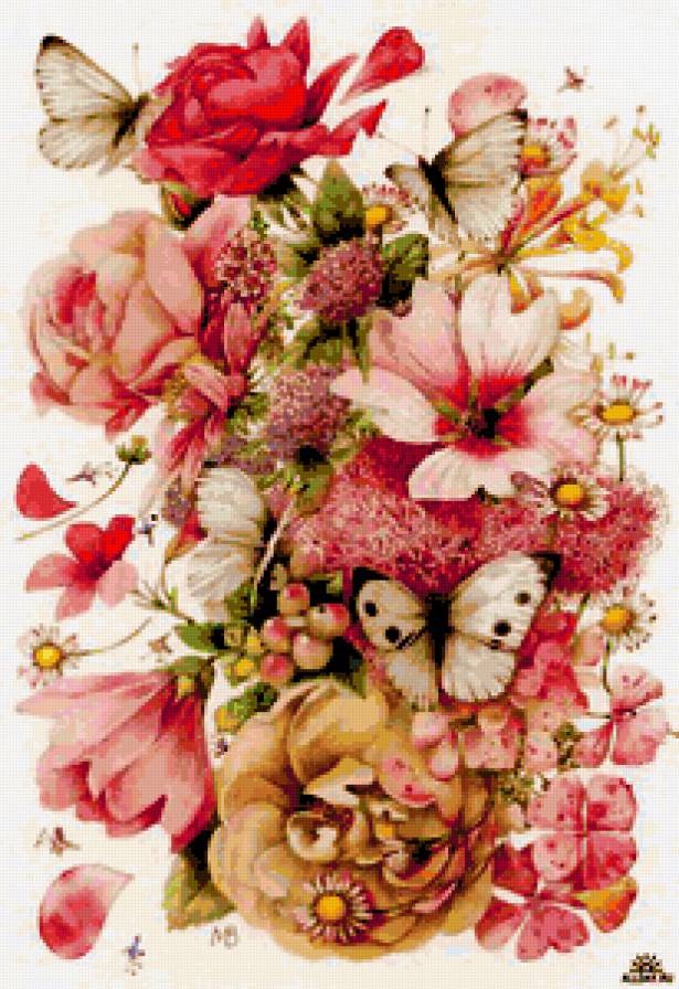 Цветы и бабочки - романтика, роза, бабочки, букет, розы, цветы, натюрморт - предпросмотр