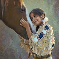 indián lányka lóval