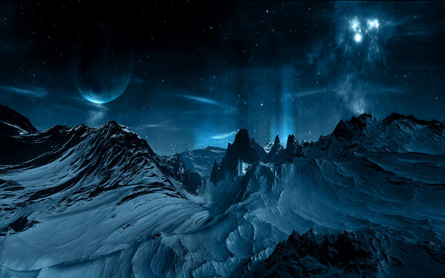 ночной пейзаж - вселенная, планеты, космос - оригинал