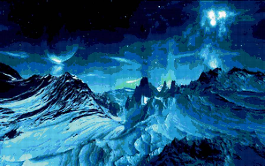 ночной пейзаж - вселенная, космос, планеты - предпросмотр