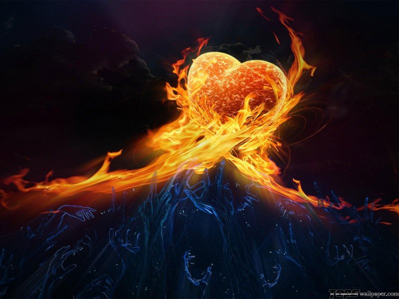 огненое сердце - красиво, огонь, сердце - оригинал