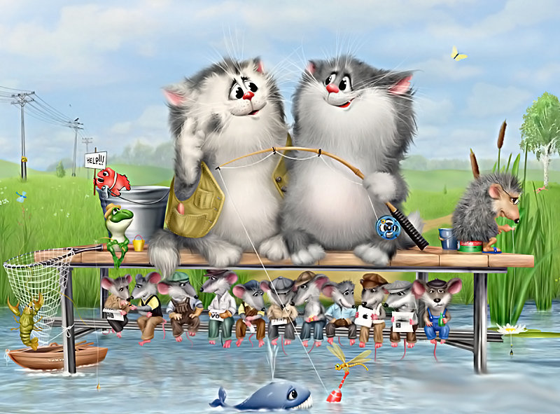 Рыболову - коты - оригинал