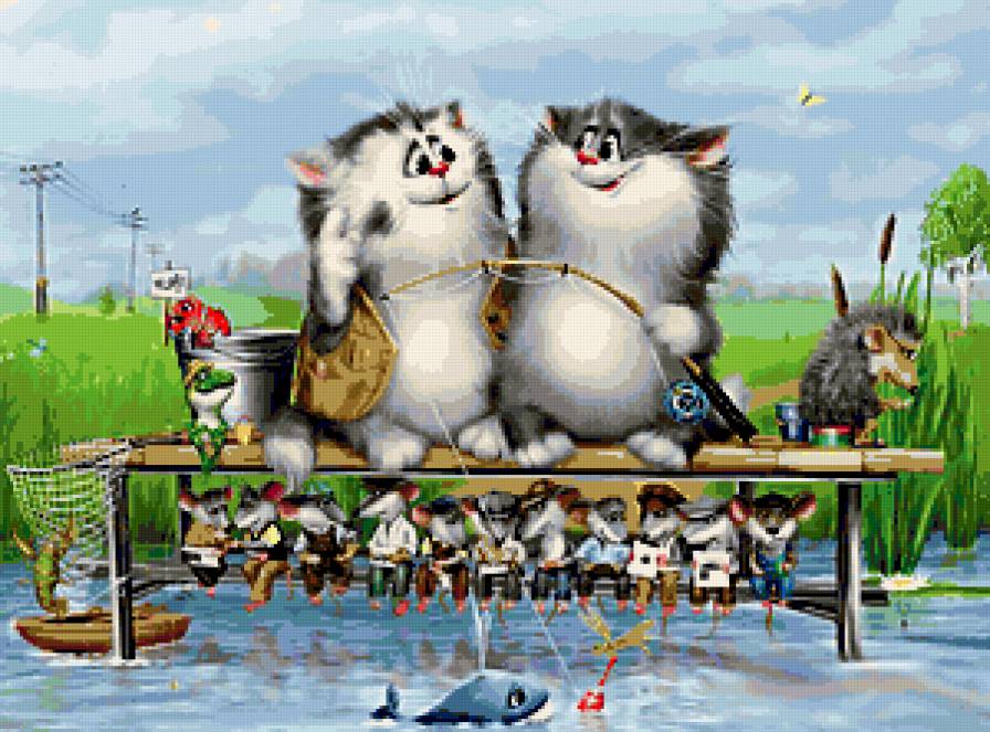 Рыболову - коты - предпросмотр