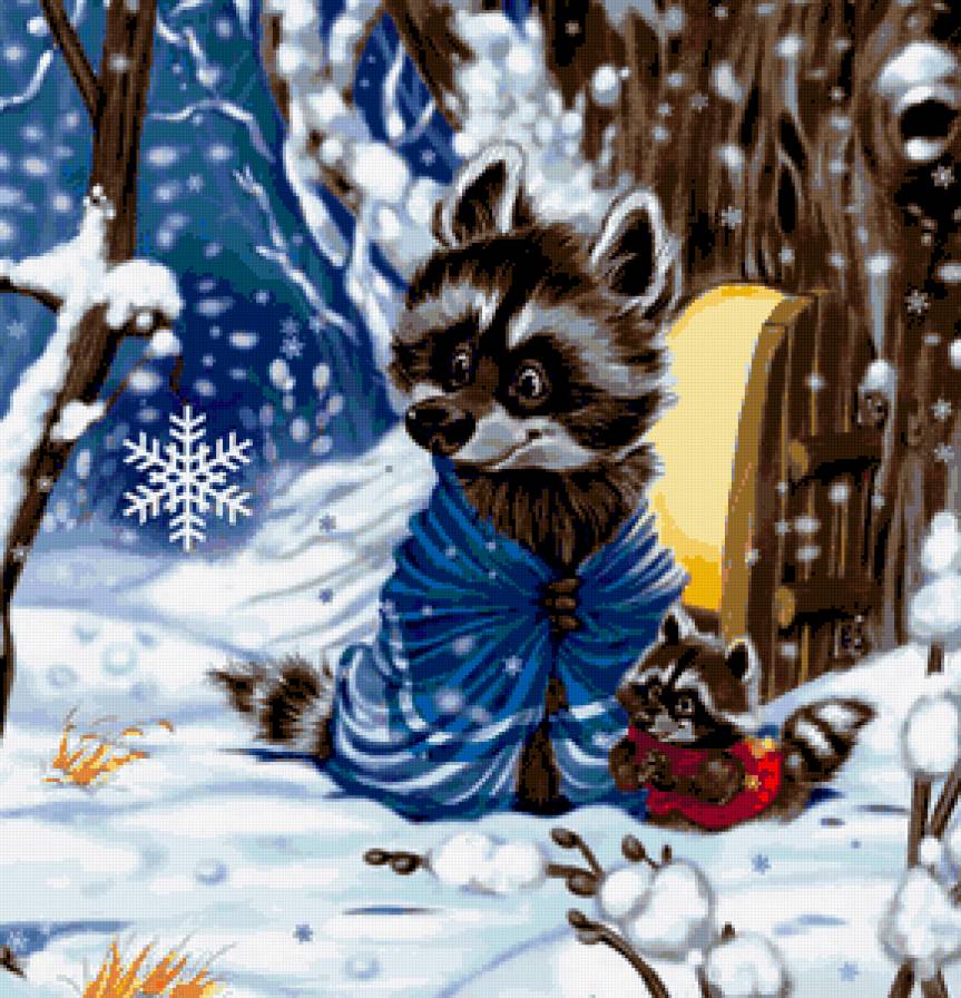 Еноты - малыши, сказка, зверушки, еноты, енот, иллюстрации - предпросмотр