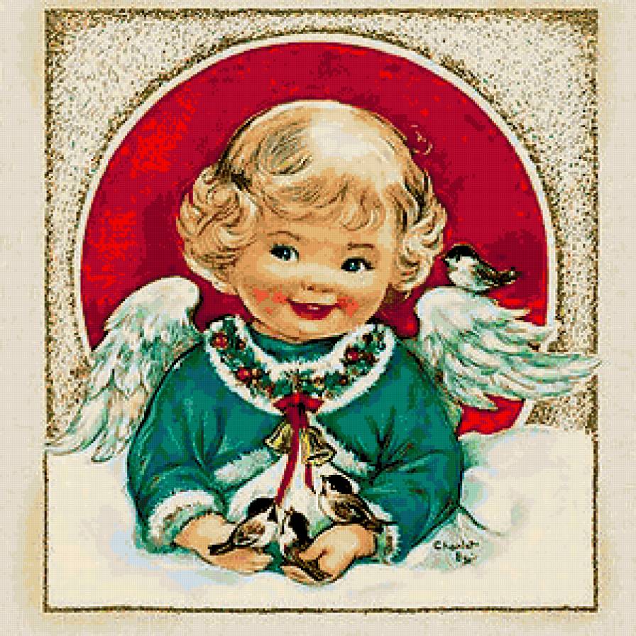 Ангелочек - малыши, ретро, ангелочек, новый год, рождество, ангелы, детки - предпросмотр