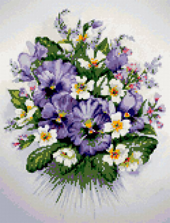 анютины глазки - букет, цветы - предпросмотр