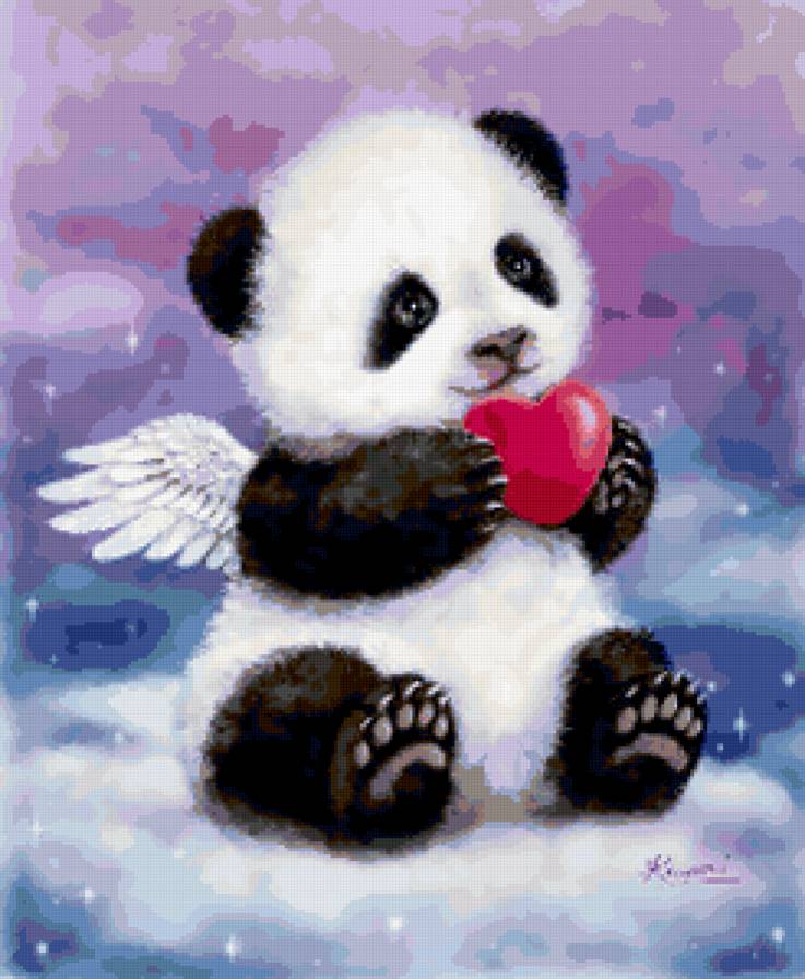 Ангелочек - ангел, сердечко, панда - предпросмотр