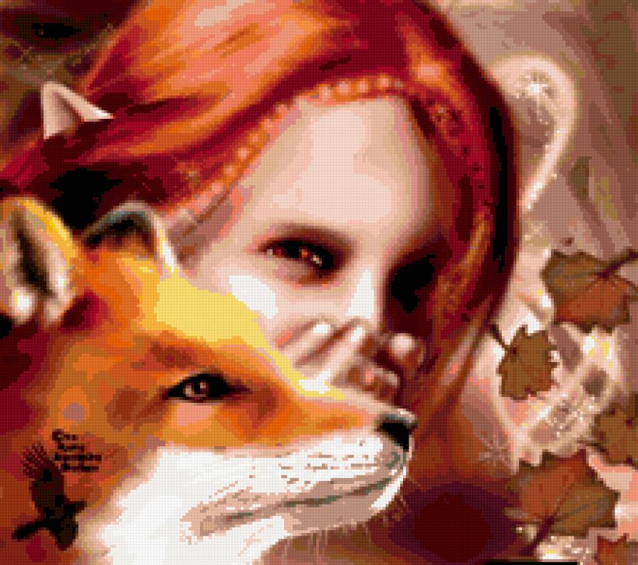 фентези - лиса, эльф, лес - предпросмотр