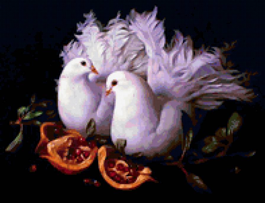 Два голубя - гранат, голуби, любовь - предпросмотр