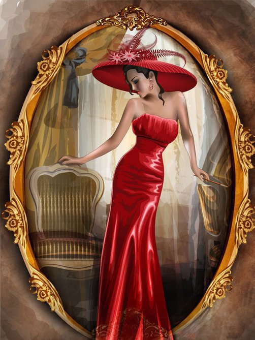 ЖЕНЩИНА - ЗАГАДКА - шляпа, женщина, нежность, мулен руж, цветы, тело, красавица - оригинал