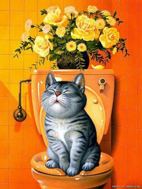 Я - культурный кот!!! - коты, розы, цветы, кошечка, кошка, кот, детские мотивы, кошки, букет - оригинал