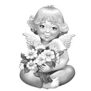 ангелочек - ангелочки, купидоны, ангелы, облака, любовь, монохром, черно-белое - оригинал