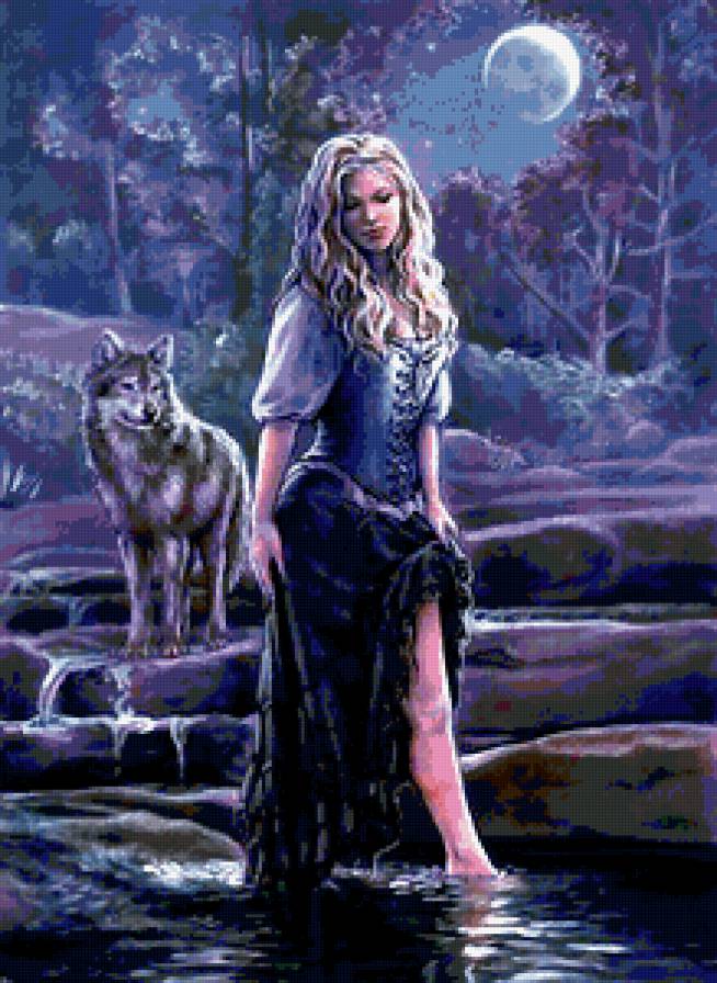 девушка и волк - предпросмотр