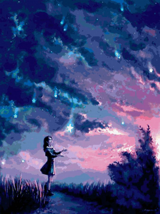 Загадай желание - звездопад, небо, ночь - предпросмотр