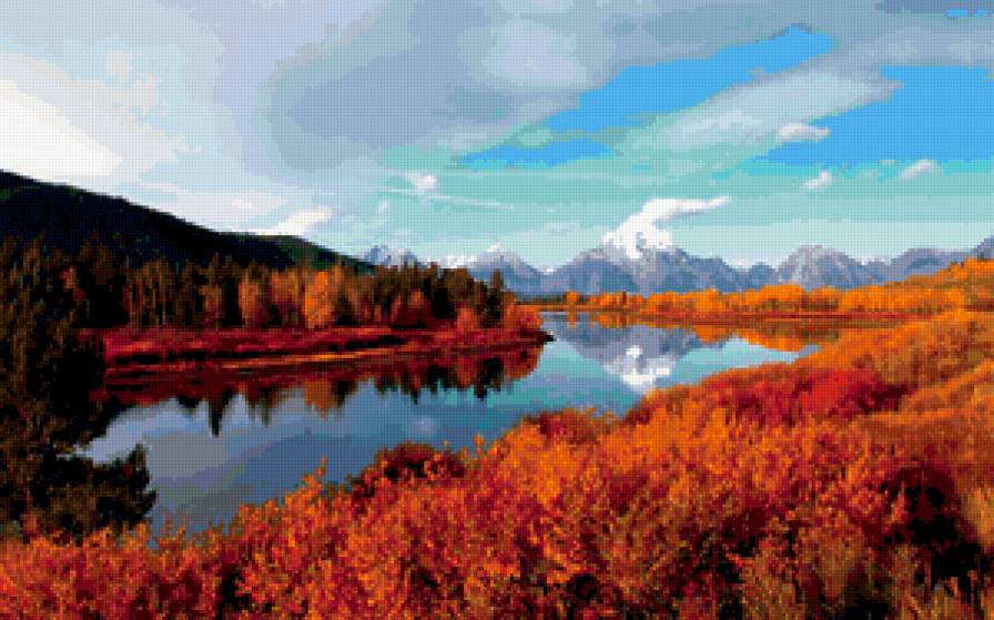 Осенний пейзаж - река, пейзаж, лес, осень - предпросмотр