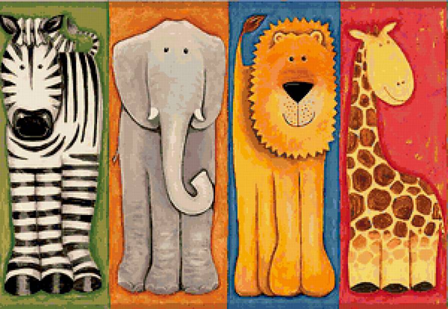 Подушка "Зоопарк" - слон, животные, зебра, подушка, жираф, картинка для детей, лев - предпросмотр