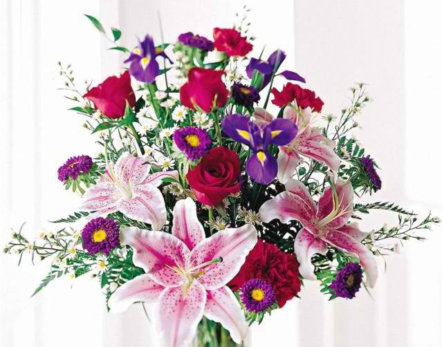 цветы - лилии, розы, цветы, букет - оригинал