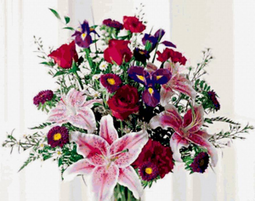 цветы - лилии, букет, розы, цветы - предпросмотр