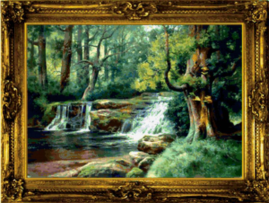 Водопад в лесу - водопад, лес, природа - предпросмотр