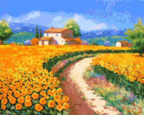 Домик - поле, цветы, домик - оригинал