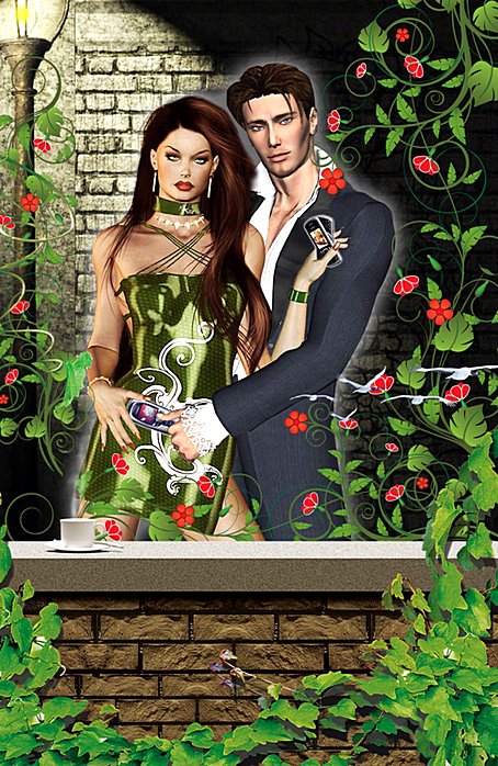 Молодые - балкон, вечер, фонарь, любовь, двое, цветы, романтика - оригинал