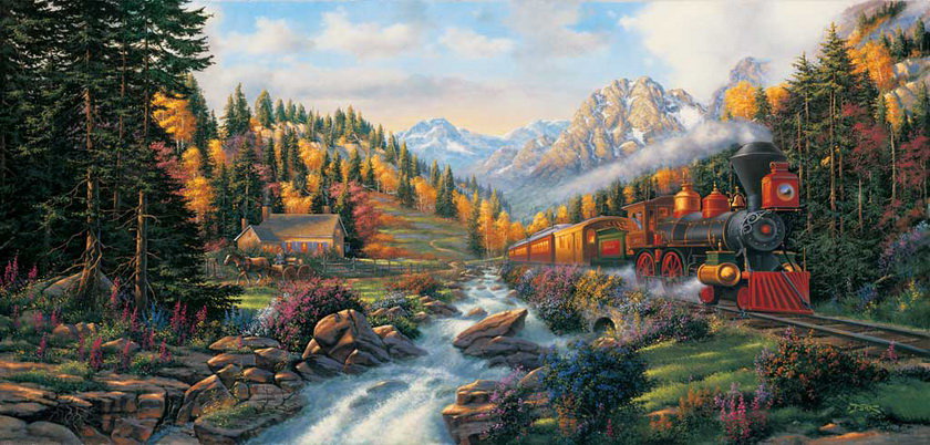 №236723 - поезд, пейзаж, речка - оригинал