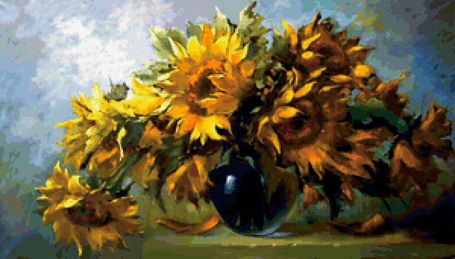 Подсолнухи - цветы, натюрморт, подсолнухи - предпросмотр