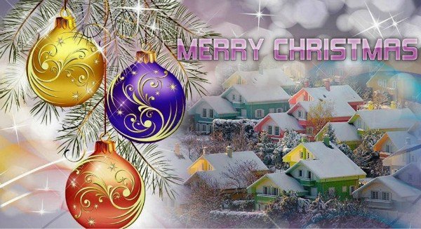 С РОЖДЕСТВОМ - елочные игрушки, рождество, новый год, елка, праздники, домики - оригинал