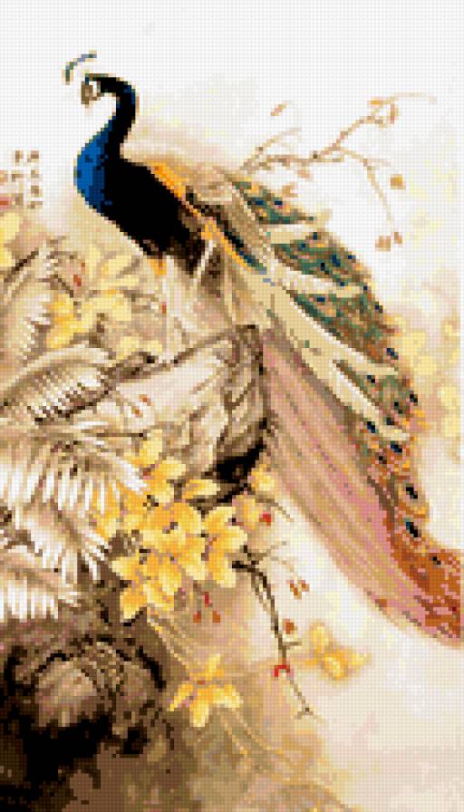 Серия "Китайские павлины" - павлин, гравюра, китай - предпросмотр