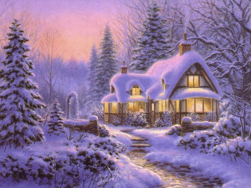пряничный домик - дом зимой, домик в лесу, домик, зима, деревенский дом, деревня - оригинал
