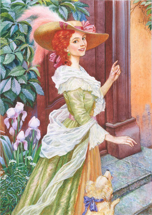 дама с собочкой - женщина, собака, образ, картина, девушка - оригинал