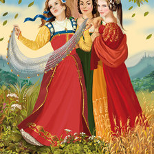 Оригинал схемы вышивки «три девицы» (№237388)
