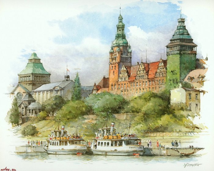 Города Европы - набережная, река, городской пейзаж, город - оригинал