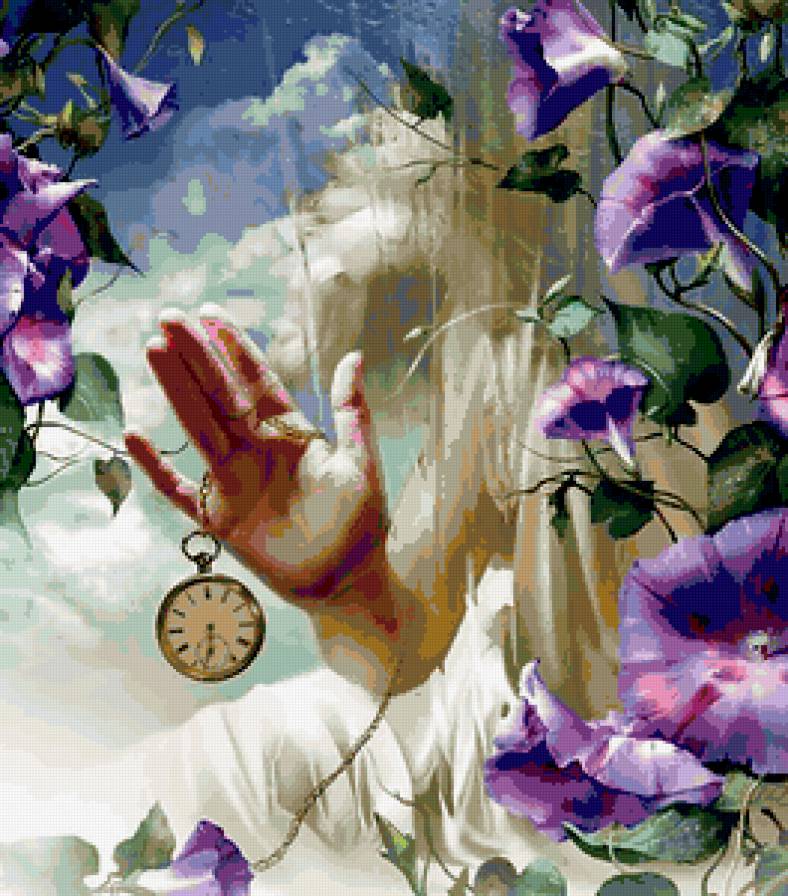 время - часы, цветы - предпросмотр