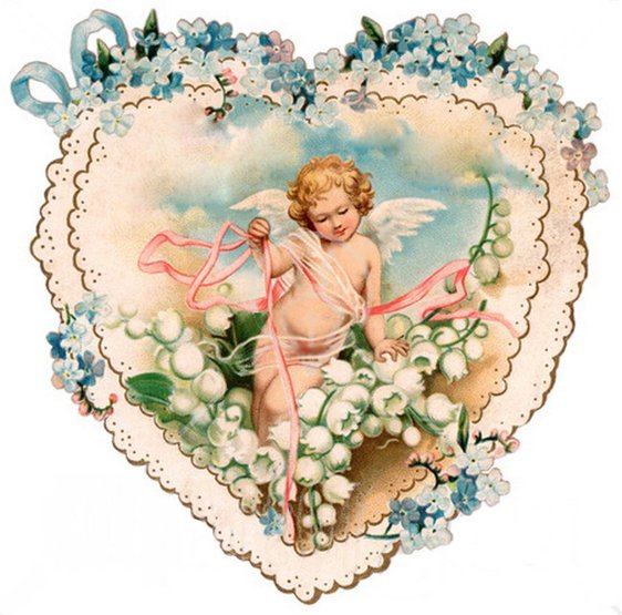 С днём св.Валентина - цветы, ангел, валентинка, сердце - оригинал