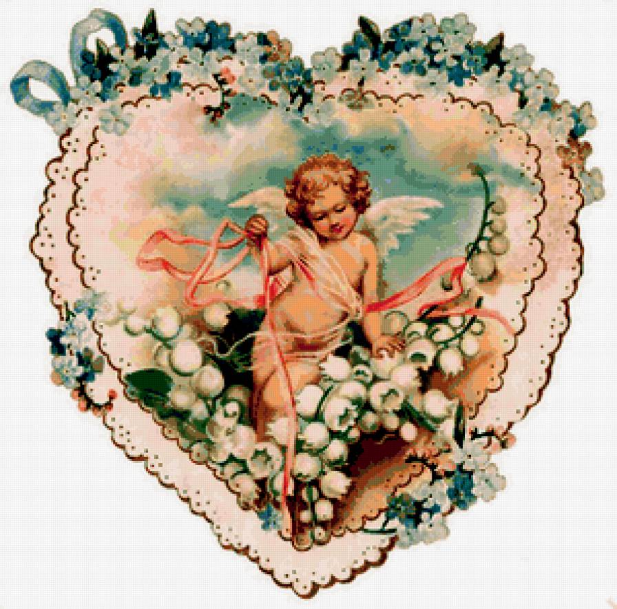 С днём св.Валентина - ангел, цветы, сердце, валентинка - предпросмотр