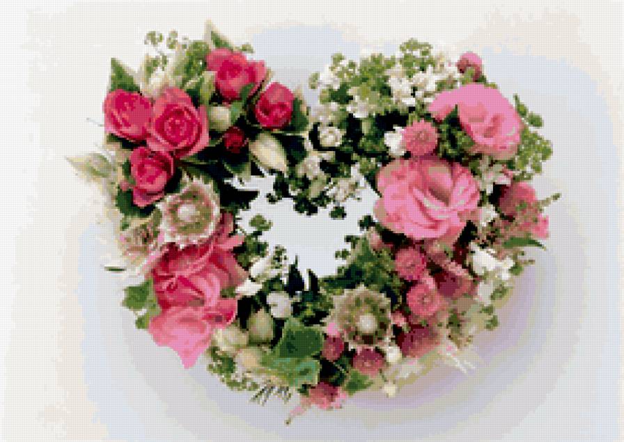 Нежное сердце - сердце, любовь, валентинка, цветы - предпросмотр