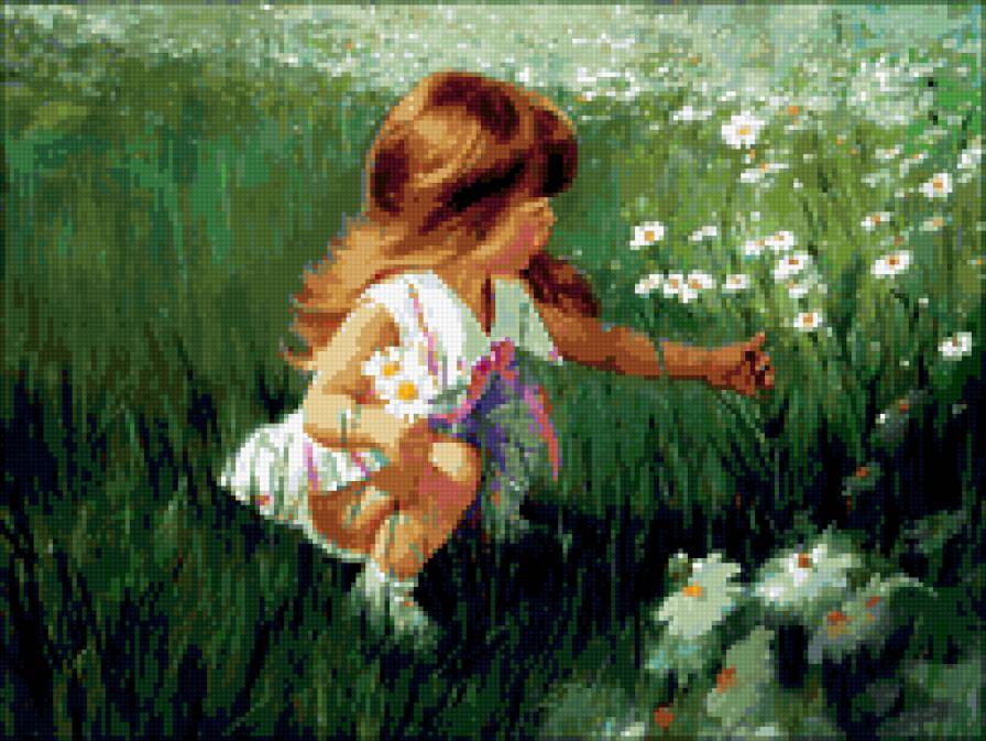 На лугу - люди, дети - предпросмотр