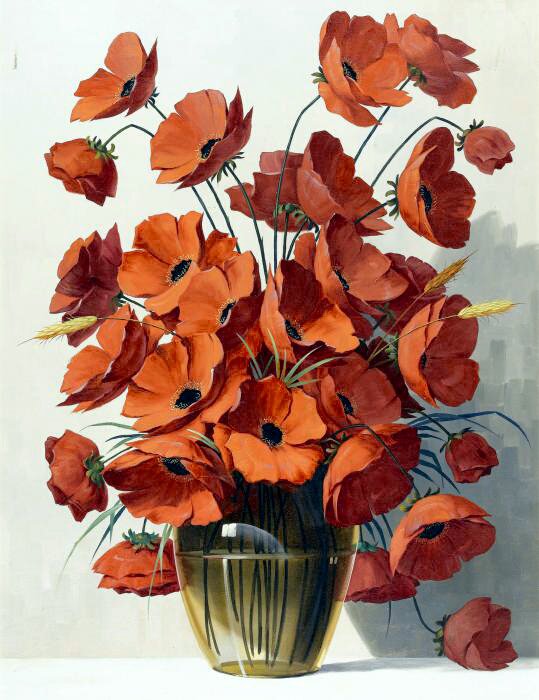 №237708 - цветы, букет, картина, маки - оригинал