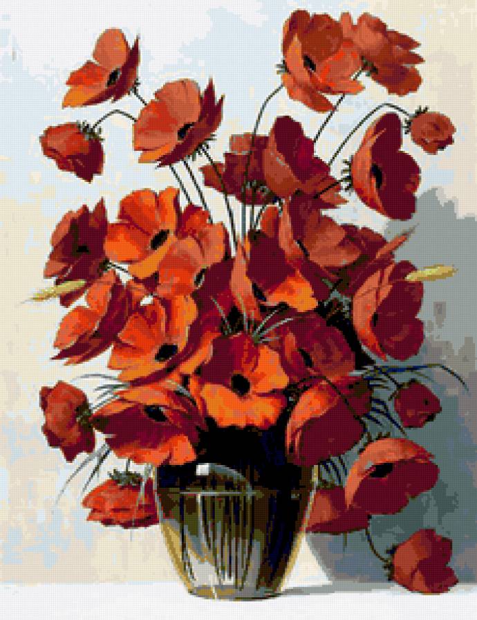 №237708 - картина, маки, цветы, букет - предпросмотр